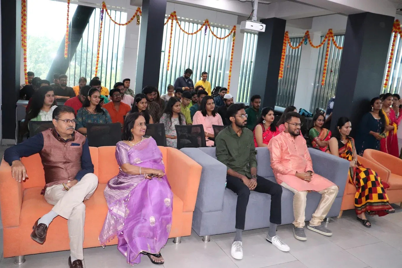 Students and staff celebrating Fireblaze AI School's Foundation Day at the Mate Square center, 31 October 2023